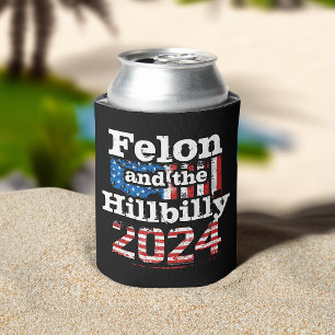 Rafraîchisseur Pour Canette Vintage Felon & Hillbilly Trump Vance 2024