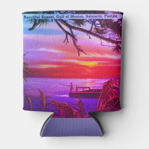 Rafraîchisseur Pour Canette Vintage Sarasota, FL Beach Sunset - Golfe du Mexiq