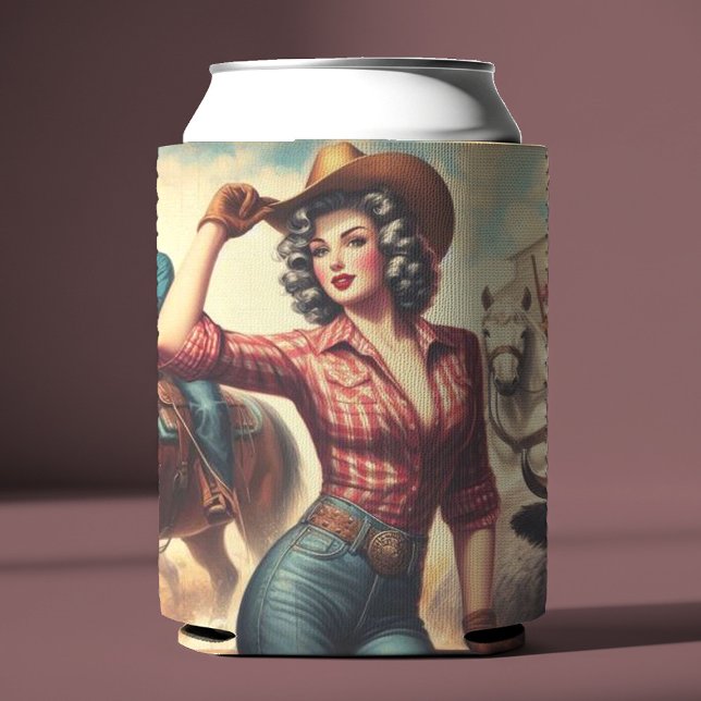 Rafraîchisseur Pour Canette Vintage Western Cowgirl (Créateur téléchargé)