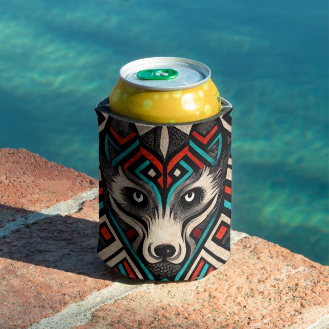 Rafraîchisseur Pour Canette Visage de loup aztèque (Piscine in situ)