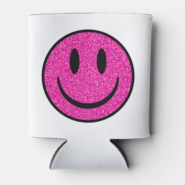 Rafraîchisseur Pour Canette Visage de sourire rose Parties scintillant (Devant)