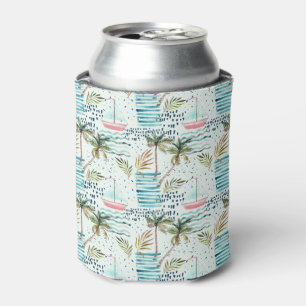 Rafraîchisseur Pour Canette Voilier d'aquarelle avec le motif de palmier