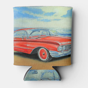 Rafraîchisseur Pour Canette Voiture rouge rétro, peinture balnéaire.