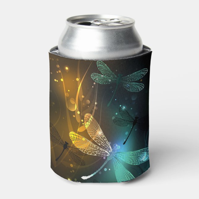 Rafraîchisseur Pour Canette Vol de libellule verte lumineuse (Can devant)