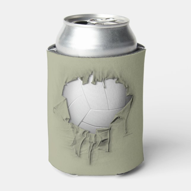 Rafraîchisseur Pour Canette Volley-ball déchiré blanc peut refroidir (Can devant)