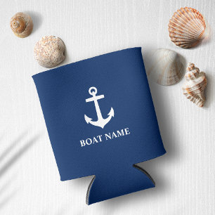 Rafraîchisseur Pour Canette Votre nom de bateau Ancre Bleu