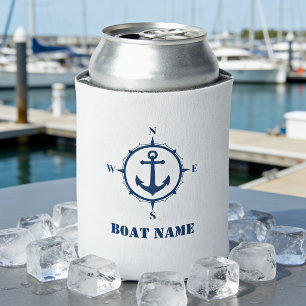 Rafraîchisseur Pour Canette Votre nom de bateau Ancre nautique Boussole Marine