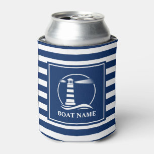 Rafraîchisseur Pour Canette Votre nom de bateau Classic Lighthouse Navy
