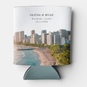 Rafraîchisseur Pour Canette Waikiki Wedding Favor Custom Hawaii Beach