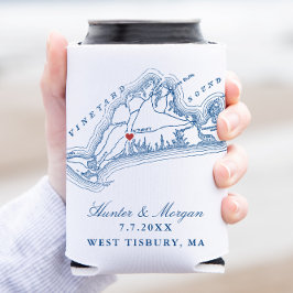 Rafraîchisseur Pour Canette West Tisbury Carte Elégant Marine Blue Wedding Fav