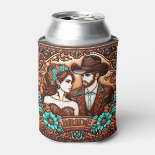 Rafraîchisseur Pour Canette Western Leather Print Mariage Bride Nom personnali