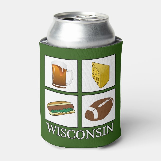 Rafraîchisseur Pour Canette Wisconsin Bière Fromage Brats Football Can Cooler (Can devant)