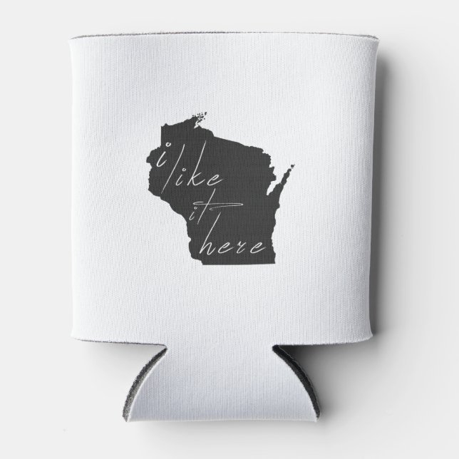 Rafraîchisseur Pour Canette Wisconsin Je L'Aime Ici État Silhouette Noir (Devant)