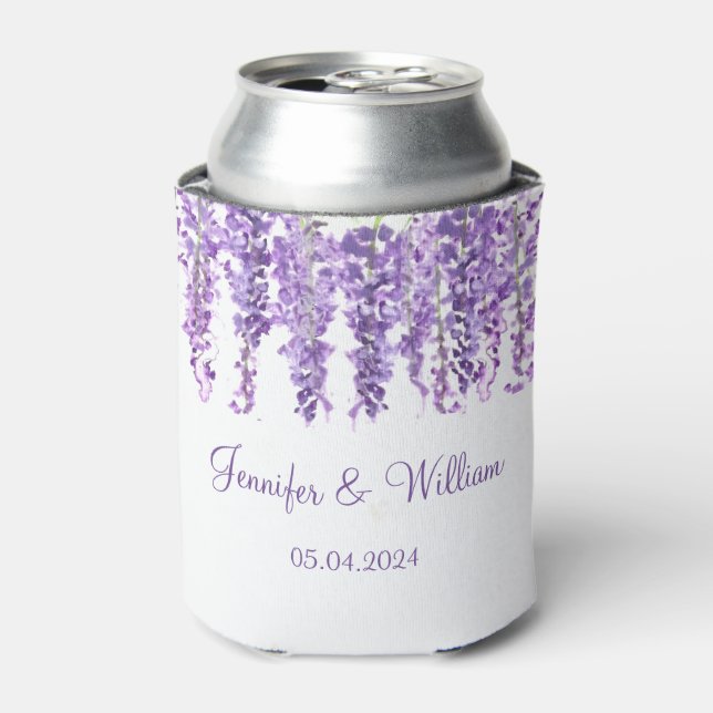 Rafraîchisseur Pour Canette Wisteria Purple fleur aquarelle Floral Mariage (Can devant)