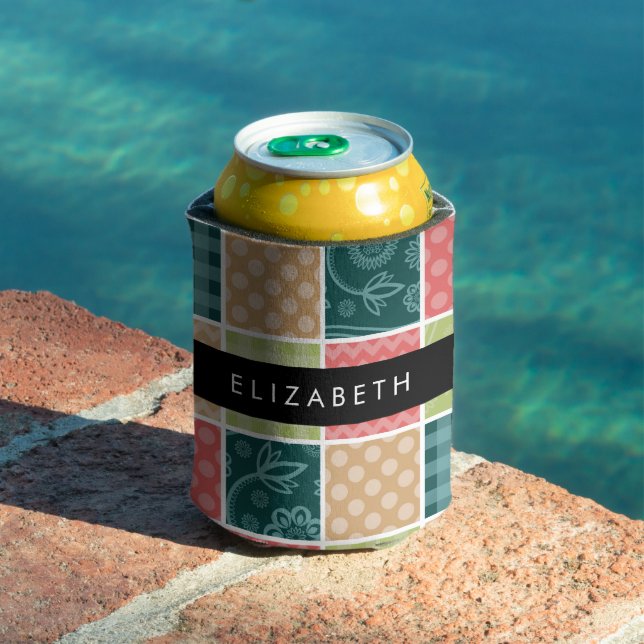 Rafraîchisseur Pour Canette Zigzag, Chevron, En vichy, Pois, Votre Nom (Piscine in situ)