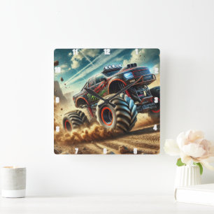 Rafting Off-Road Monster Truck Abenteuer Quadratische Wanduhr