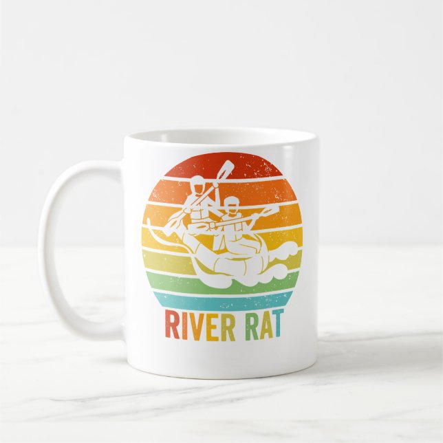 Rafting River Rat Whitewater Rafting Vintage Graph Kaffeetasse (Links)