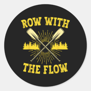 Rafting Whitewater Rafter Row mit Flow Runder Aufkleber