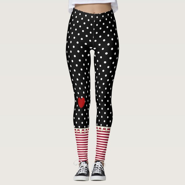 Rag Doll Polka Punkte, Streifen und Herzen Leggings (Vorderseite)