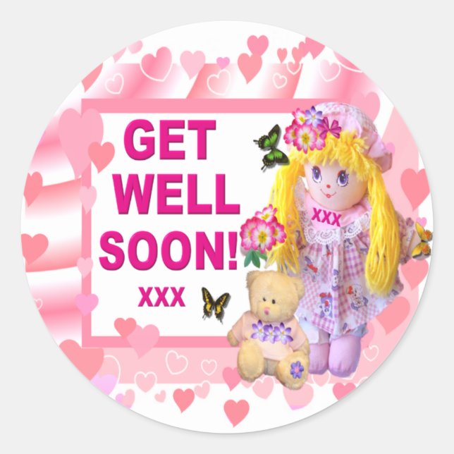 RAG DOLL & TEDDY ~ Get Well Stickers (Devant)