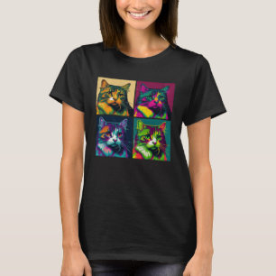 Ragamuffin Cat Pop Illustration Farbiges Tier T-Shirt