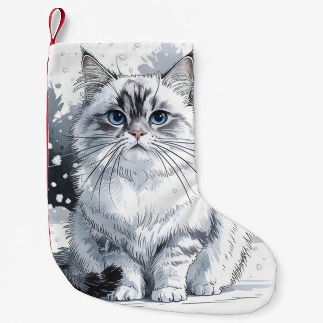 Ragdoll Cat Christmas Xmas Strumpf Kleiner Weihnachtsstrumpf (Vorderseite)