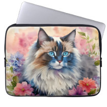 Ragdoll Cat Floral Portrait