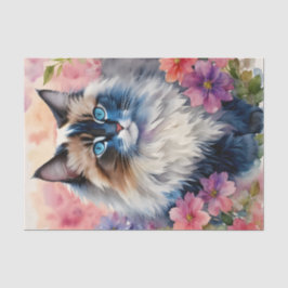 Ragdoll Cat Floral Portrait Seidenpapier