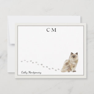 Ragdoll Cat Grau-Grenze Monogramm Name Mitteilungskarte