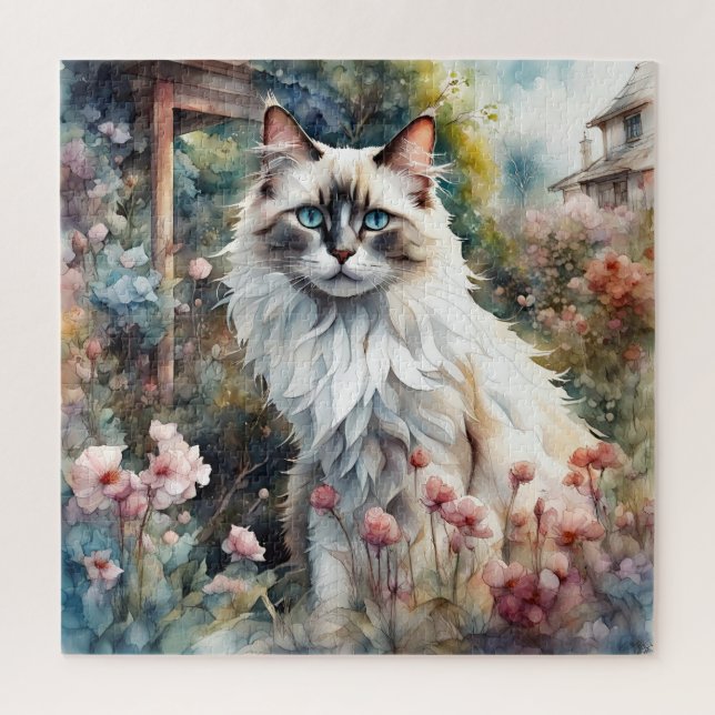 Ragdoll Cat in English Garden (Vertikal)