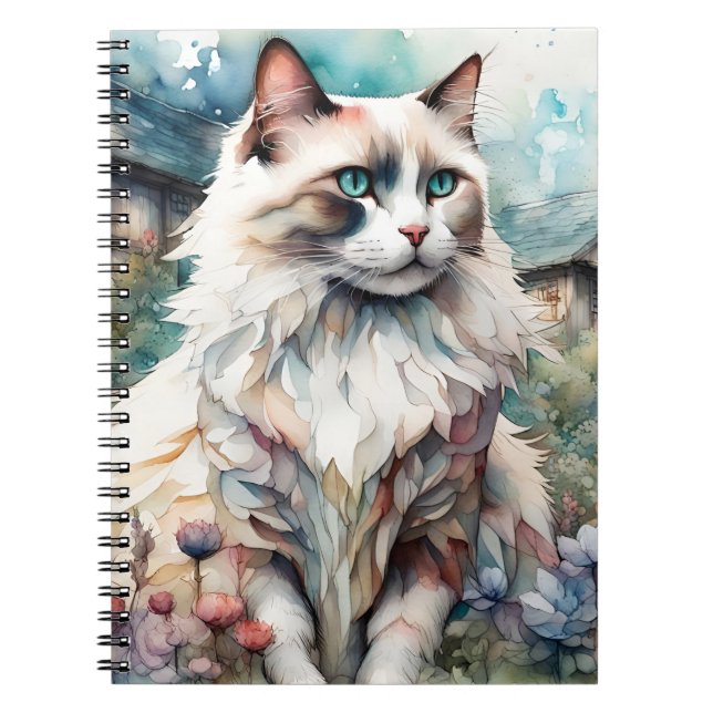 Ragdoll Cat in English Garden Notizblock (Vorderseite)