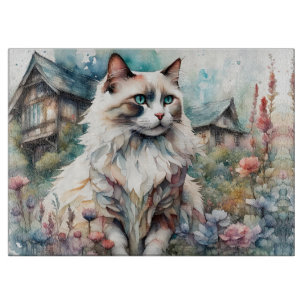 Ragdoll Cat in English Garden Schneidebrett