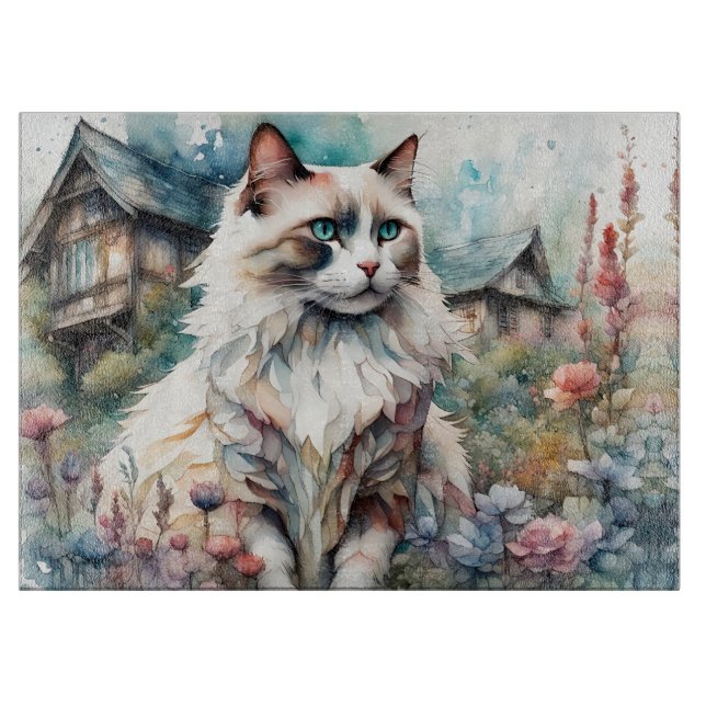 Ragdoll Cat in English Garden Schneidebrett (Vorderseite)