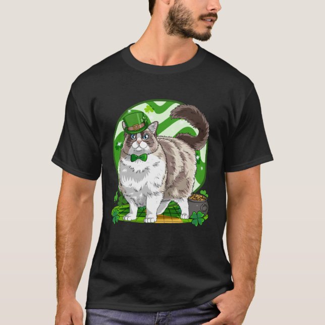 Ragdoll Cat Lucky Leprechaun St Patricks Day T-Shirt (Vorderseite)