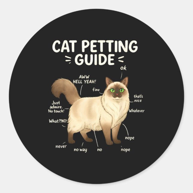 Ragdoll Cat Petting Guide Funny Cat Lover  Runder Aufkleber (Vorderseite)