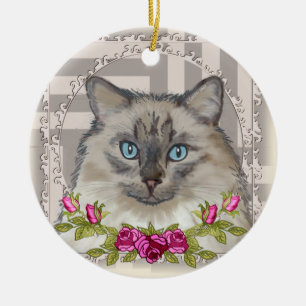 Ragdoll Cat Rose Ornament