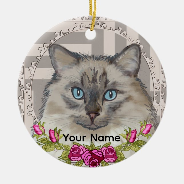 Ragdoll Cat Rose Ornament (Vorne)