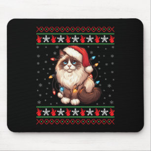 Ragdoll Cat Ugly Christmas Ragdoll Cat Xmas Lighti Mousepad