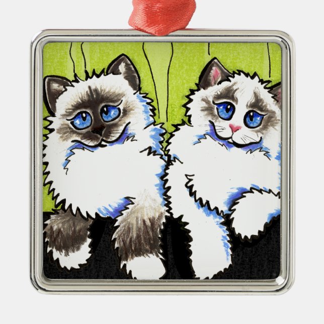 Ragdoll Cats Pair of Dolls Off-Leash Art™ Silbernes Ornament (Vorne)