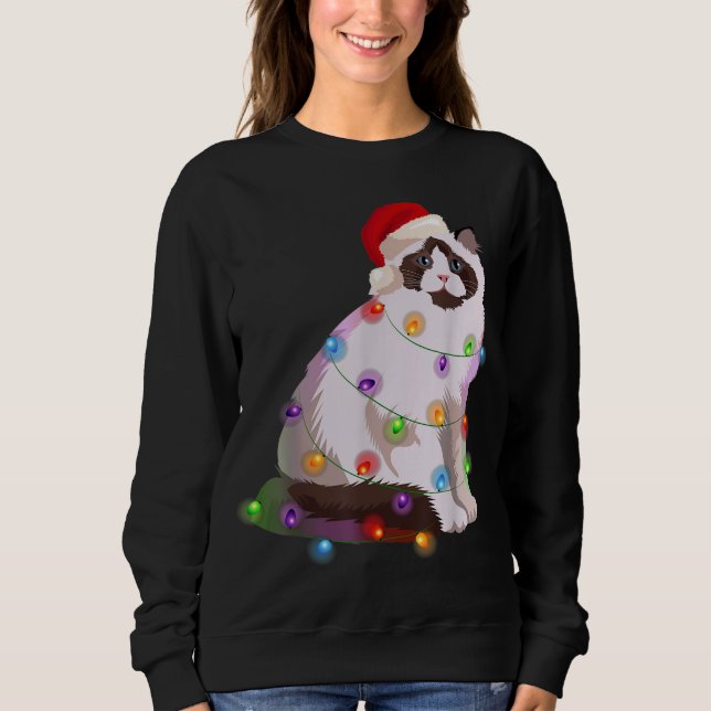 Ragdoll Chat Christmas Lights Xmas Cat Lover Sweatshirt (Vorderseite)
