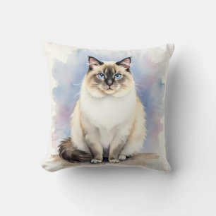 Ragdoll-Katze Aquarell Traum Wolken Kunst Kissen