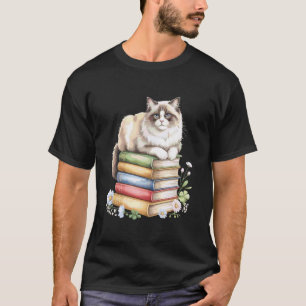 Ragdoll-Katze Bücherwurm Blumen Buch Lesen Bücher T-Shirt