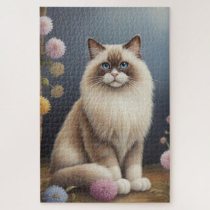 Ragdoll Katze im Garten Fluffy Pet Illustration