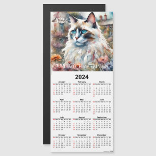 Ragdoll Katze im Garten Magnetkalender Karte