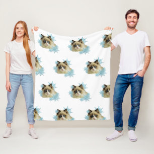 Ragdoll Katze im Schneeflocken Fleecedecke