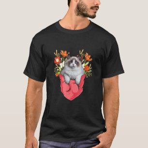 Ragdoll Katze in Pocket Floral Matching Family Cat T-Shirt