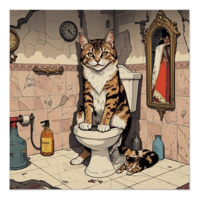 Ragdoll Katze Kitten Badezimmer Toilette Spaß Poster (Vorderseite)