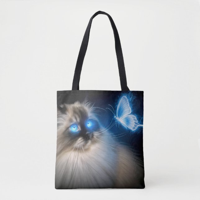 Ragdoll Katze mit blauem Neoplattfliege Tasche (Vorderseite)