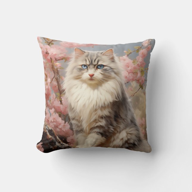 Ragdoll Katze mit Blume Kissen (Vorderseite)
