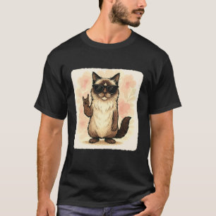 Ragdoll-Katze Sonnenbrille Rockmusik Lustig Retro T-Shirt